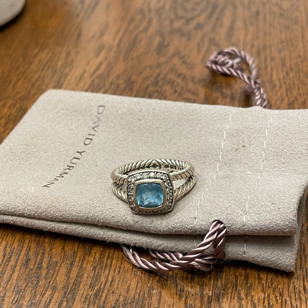 Blue topaz diamond ring